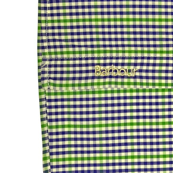 Barbour Regular Fit Purple Green Check Cotton Button Down Shirt - Picture 5 of 10